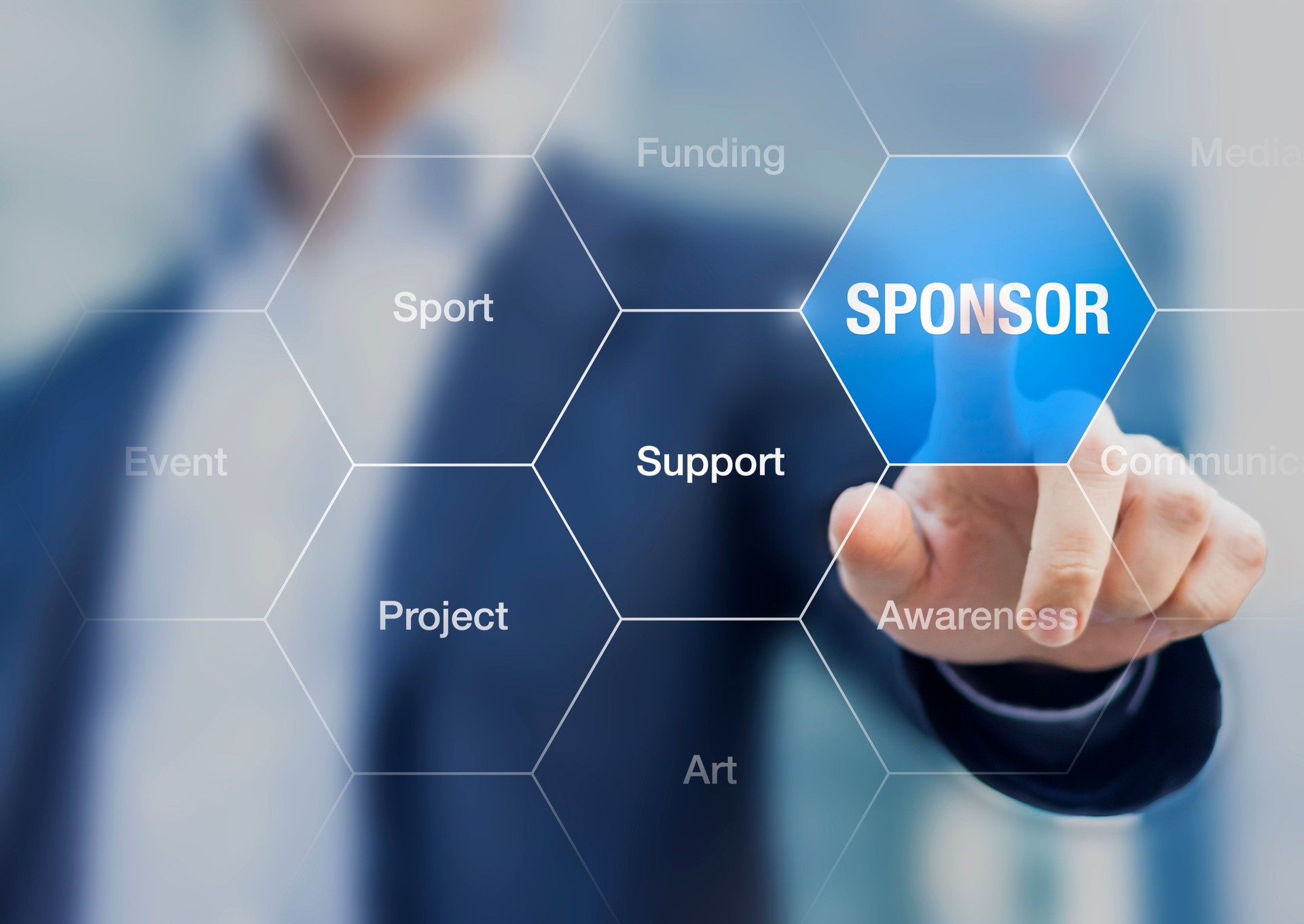 Sponsorship concept on business presentation with sponsor in the background